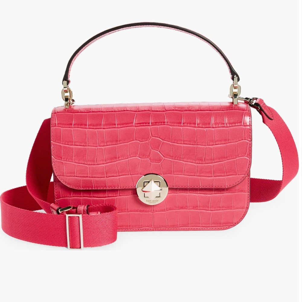 NWT Kate Spade New York croc embossed leather top handle satchel